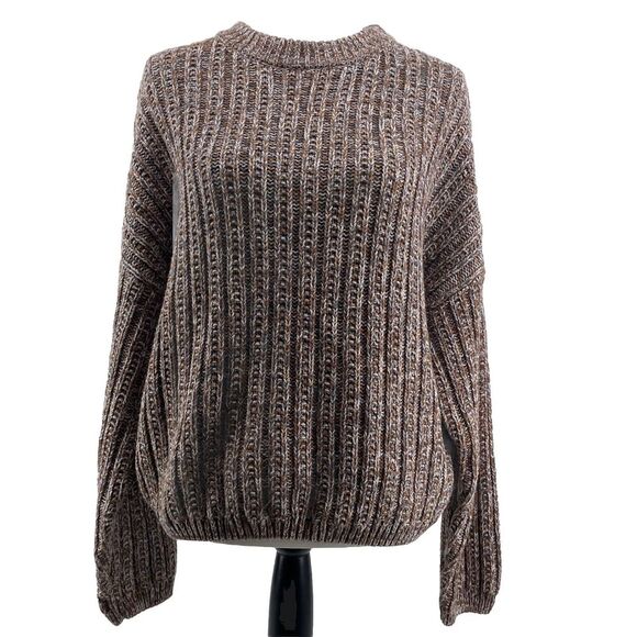 Universal Thread Crew Neck Sweater Women's XL Chunky Cable Knit Pullover‎ Brown - Picture 1 of 11
